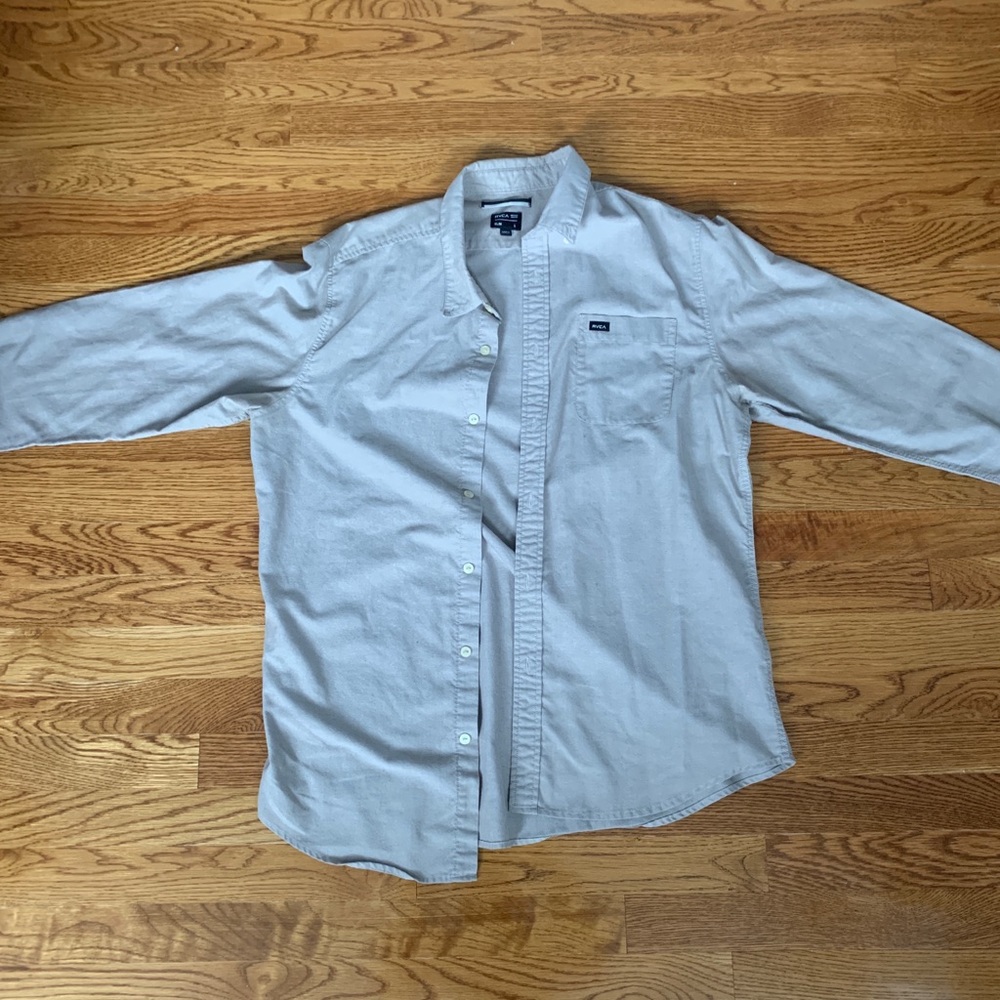A Beige Long Sleeve Button Down Shirt from RVCA